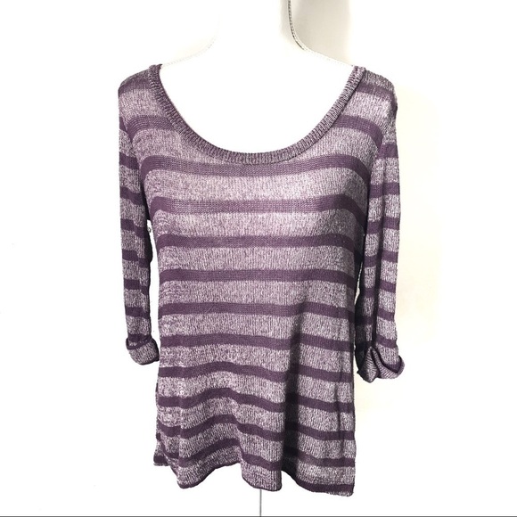 Sparkle & Fade Striped Sweater Large Crewneck Fall - Picture 1 of 5